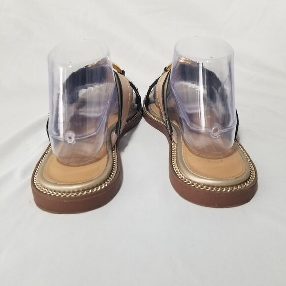 River Island Womens US 9 Slip On Snake Print Gold Chain Ring Embellished Sandal - Picture 10 of 15